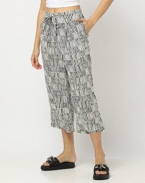 striped culottes with elasticated drawstring waist
