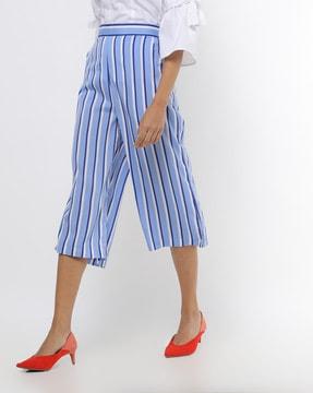 striped culottes with elasticated waistband