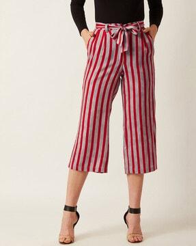 striped culottes with insert pockets