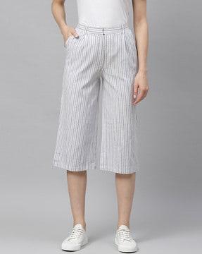 striped culottes with insert pockets