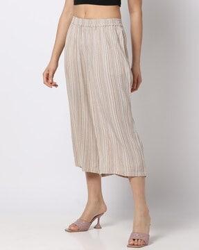striped culottes with pockets