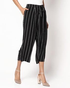 striped culottes with slip pockets