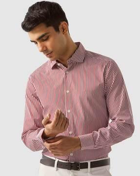 striped cutaway-collar shirt