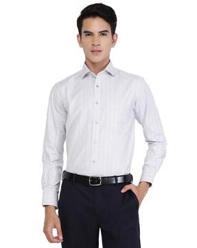 striped cutaway-collar shirt