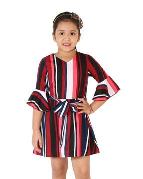 striped dress with bell sleeves