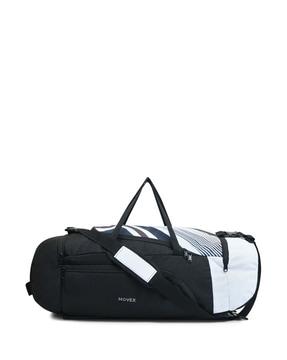 striped duffle bag with detachable strap