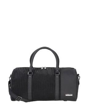 striped duffle bag