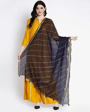 striped dupatta with applique detail