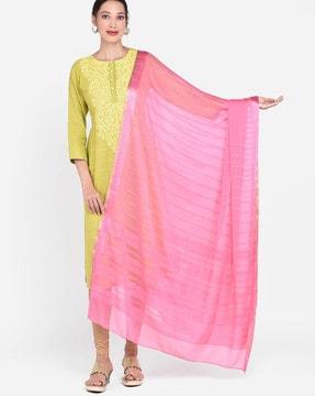 striped dupatta with contrast border