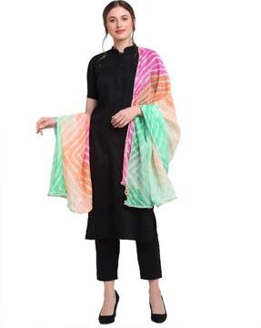 striped dupatta with contrast border