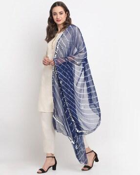 striped dupatta with embellished border