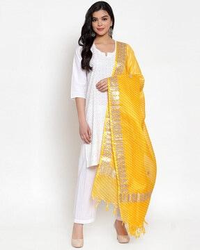 striped dupatta with embroidery