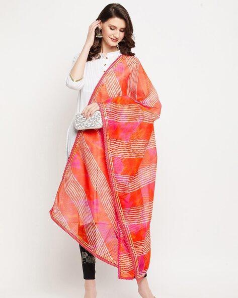striped dupatta with embroidery