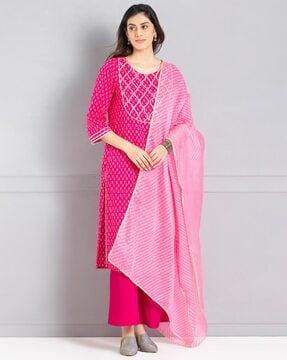 striped dupatta with lace border