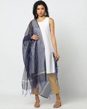 striped dupatta with tassels