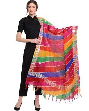 striped dupatta with tassels