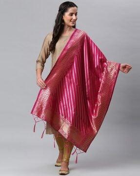 striped dupatta with tassels