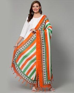 striped dupatta with tassels