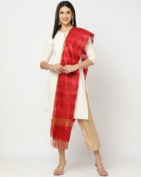 striped dupatta with zari border