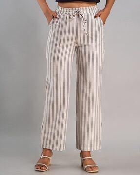 striped elasticated waist palazzos