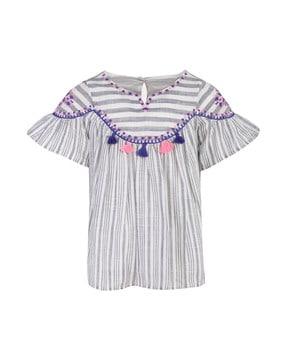 striped embroidered top