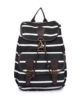 striped everyday backpack with adjustable strap
