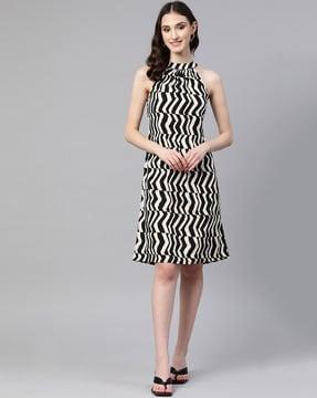 striped fit & flare dress