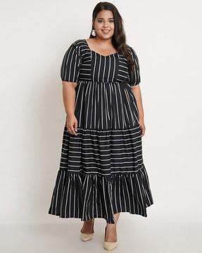 striped fit & flare dress