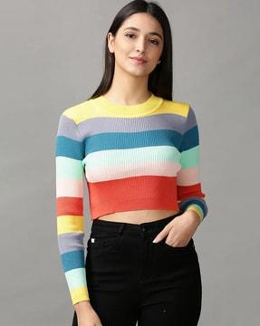 striped fitted crop top