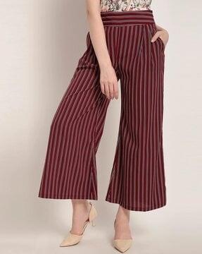 striped flared high-rise culottes