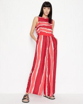 striped flared jumpsuit