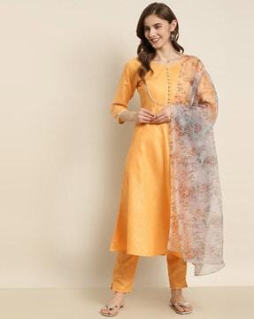 striped flared kurta set