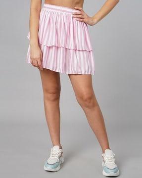 striped flared mini skirt