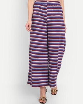 striped flared palazzos with elasticated waistband
