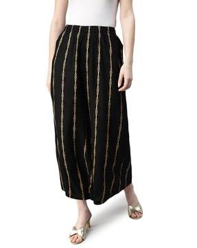 striped flared pants with elasticated waist