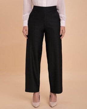 striped flared pants with insert pockets