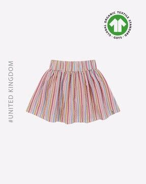 striped flared skirt with elasticated waist