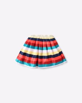 striped flared skirt with pleats