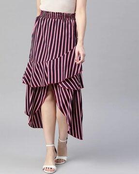 striped flared skirt