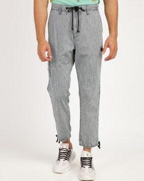 striped flat-front cargo pants