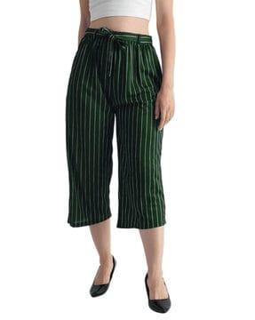 striped flat-front culottes