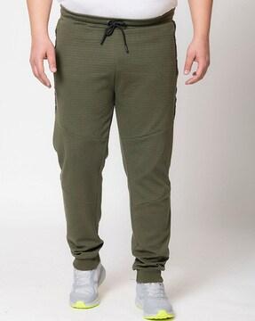 striped flat-front jogger pants with drawstrings
