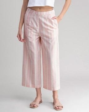 striped flat front palazzo pant