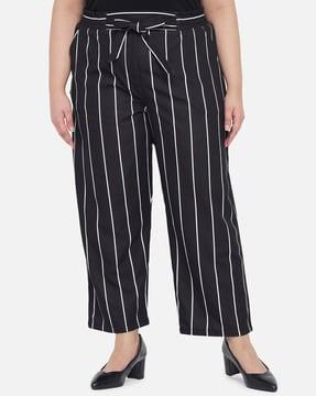 striped flat-front pants