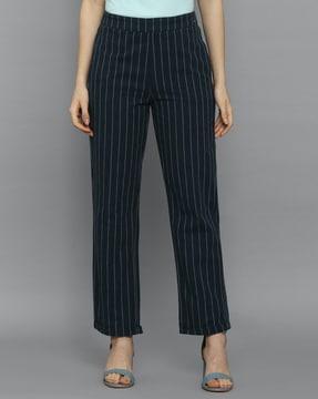 striped flat-front pants