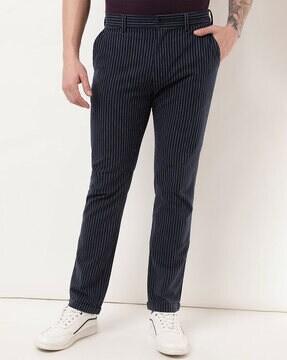 striped flat front pants