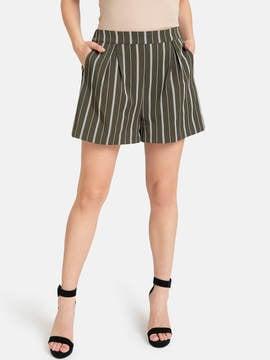 striped flat-front shorts with insert pockets