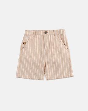 striped flat-front shorts