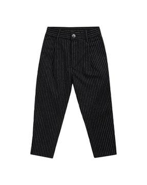 striped flat-front slim-fit trousers