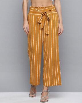 striped flat-front trousers